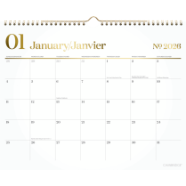 Cambridge&reg; WorkStyle&trade; Wall Calendar 15"x12" Bilingual White/Gold