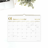 Cambridge&reg; WorkStyle&trade; Wall Calendar 15"x12" Bilingual White/Gold