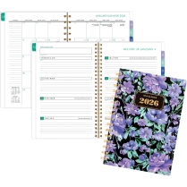AT-A-GLANCE&reg; Badge Floral Weekly/Monthly Planner 8-1/2"x6" Bilingual Purple