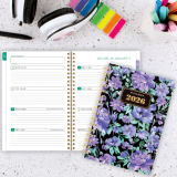 AT-A-GLANCE&reg; Badge Floral Weekly/Monthly Planner 8-1/2"x6" Bilingual Purple