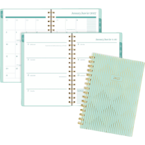 Cambridge&reg; Glimmer Weekly/Monthly Planner 8-1/2" x 5-1/2" Bilingual Green and Gold