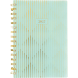 Cambridge&reg; Glimmer Weekly/Monthly Planner 8-1/2" x 5-1/2" Bilingual Green and Gold