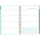 Cambridge&reg; Glimmer Weekly/Monthly Planner 8-1/2" x 5-1/2" Bilingual Green and Gold
