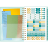 Cambridge&reg; Glimmer Weekly/Monthly Planner 8-1/2" x 5-1/2" Bilingual Green and Gold