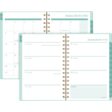 Cambridge&reg; Glimmer Weekly/Monthly Planner 8-1/2" x 5-1/2" Bilingual Green and Gold