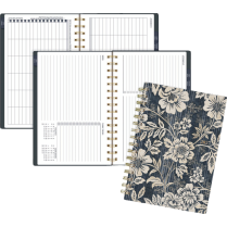 Cambridge&reg; Denim Blooms Weekly/Monthly Planner 5-1/2" x 8-1/2" Blue and White Floral