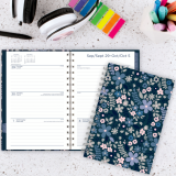 Mead&reg; Caprice&trade; Floral Collection Weekly/Monthly Planner 8-1/2"x6" Bilingual Blue