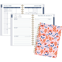 Mead&reg; Floral Leaves Weekly/Monthly Planner 8-1/2"x6" Bilingual Pink