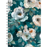 Cambridge&reg; Teal Garden Weekly/Monthly Planner 5-1/2" x 8-1/2" Bilingual Teal