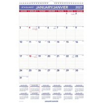 At-A-Glance Wall Calendar 15-1/2"x22-3/4" Wirebound Bilingual