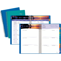 Mead&reg; Tropical Weekly Poly Fashion Planner 5-7/8"x8-1/4" Bilingual Assorted Blue