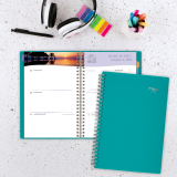 Mead&reg; Tropical Weekly Poly Fashion Planner 5-7/8"x8-1/4" Bilingual Assorted Blue
