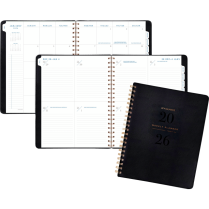 AT-A-GLANCE&reg; Signature Collection Weekly/Monthly Planner 11-1/4"x9" Bilingual Black