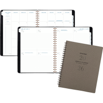 AT-A-GLANCE&reg; Signature Collection Weekly/Monthly Planner 11-1/4"x9" Bilingual Grey