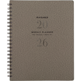 AT-A-GLANCE&reg; Signature Collection Weekly/Monthly Planner 11-1/4"x9" Bilingual Grey
