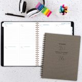 AT-A-GLANCE&reg; Signature Collection Weekly/Monthly Planner 11-1/4"x9" Bilingual Grey