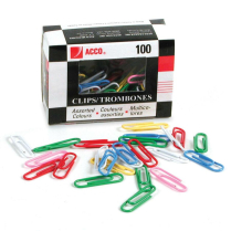 ACCO&reg; Vinyl Coated Paper Clips #4, 2" 100/box