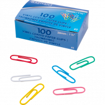 Westcott&reg; Vinyl Coated Paper Clips #3, 1-1/8&rdquo; 100/box