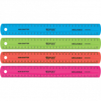 Westcott&reg; Non Shatter Ruler 30 cm Assorted Colours