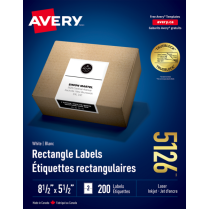 Avery&reg; TrueBlock&trade;  Shipping Labels 8-1/2"x5-1/2"  Laser/Inkjet 200/pkg