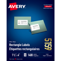 Avery&reg; Rectangle Labels 1-1/2"x4" Laser/Inkjet 1,400/box