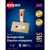 Avery&reg; Easy Peel&reg; Labels 1"x4" Laser/Inkjet 2,000/box