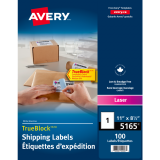 Avery&reg; TrueBlock&trade; Shipping Labels 8-1/2"x11" Laser/Inkjet 100/box