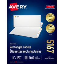 Avery&reg; Easy Peel&reg; Labels 1/2"x1-3/4" Laser/Inkjet 8,000/box