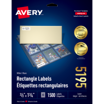 Avery&reg; Easy Peel&reg; White Rectangle Labels 2/3"x1-3/4" 1,500/box