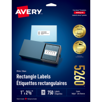 Avery&reg; Easy Peel&reg; Labels 1"x2-5/8" Laser/Inkjet 750/pkg