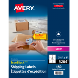Avery&reg; TrueBlock&trade; Shipping Labels 3-1/3"x4" Laser/Inkjet 150/pkg