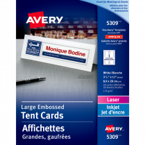 Avery&reg; Tent Cards Large 11"x3-1/2" White 50/box