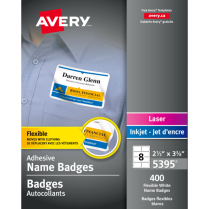 Avery&reg; Name Badge Labels 3-3/8"x2-1/3" White 50/box