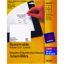 Avery&reg; Removable I.D. Labels 4"x3-1/3" White 60/pkg