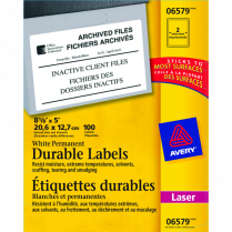 Avery&reg; TrueBlock&trade; Durable Labels Permanent 8-1/8"x5" Laser 100/pkg