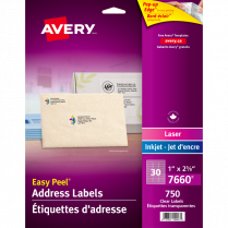 Avery&reg; Easy Peel&reg; Clear Address Labels 1"x2-5/8" 750/pkg