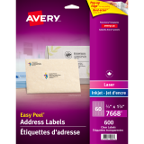 Avery&reg; Easy Peel&reg; Clear Address Labels 2/3"x1-3/4" 600/pkg