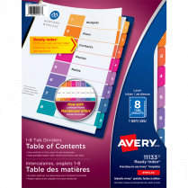 Avery&reg; Ready Index&reg; Table of Contents Dividers Coloured 1-8