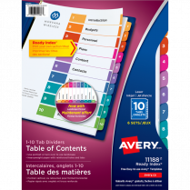 Avery&reg; Ready Index&reg; Table of Contents Dividers Coloured 1-10 6 sets/pkg