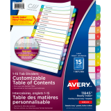 Avery&reg; Ready Index&reg; Customizable Table of Contents Dividers 1-15 Tabs