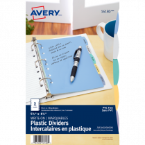 Avery&reg; Write-On Dividers 8-1/2"x5-1/2" 5 Tabs Assorted Colours