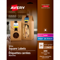 Avery&reg; Print-to-the-Edge Square Labels 1-1/2"x1-1/2" 600/pkg