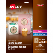 Avery&reg; Print-to-the-Edge Round Labels 2-1/2" Kraft Brown 225/pkg