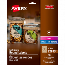 Avery&reg; Print-to-the-Edge Round Labels 3" Kraft Brown 90/pkg
