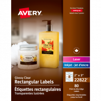 Avery&reg; Print-to-the-Edge Rectangular Labels 2"x3" Glossy Clear 80/pkg