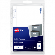 Avery&reg; Print or Write Multi-Purpose Removable Labels 3"x2" 75/pkg
