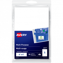Avery&reg; Print or Write Multi-Purpose Removable Labels 6"x4" 15/pkg