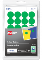 Avery&reg; Print or Write Round Colour Coding Labels 3/4" Green 240/pkg