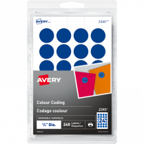 Avery&reg; Print or Write Round Colour Coding Labels 3/4" Blue 240/pkg