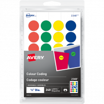 Avery&reg; Print or Write Round Colour Coding Labels 3/4" Assorted Colours 240/pkg